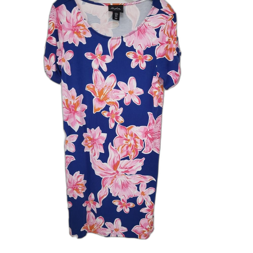 Blue Floral Dress with Pink Flowers